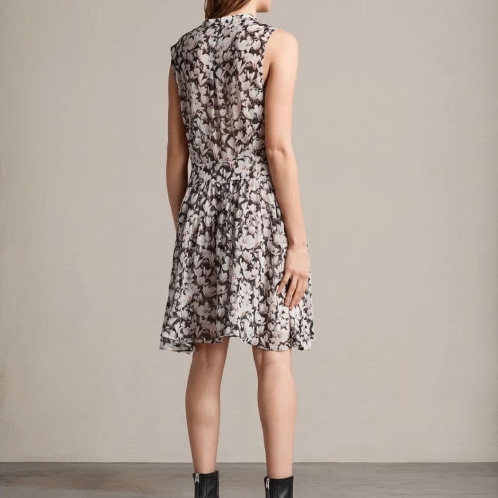 ALL SAINTS Victoria Magnolita Women's Floral Pink & Black Dress Size 0 - Picture 4 of 15